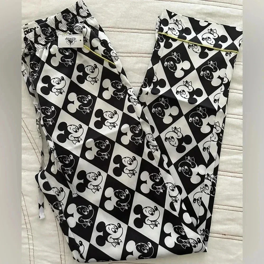 Disney Mickey Mouse Satin Black and White Lounge Pants Size XS - NWT